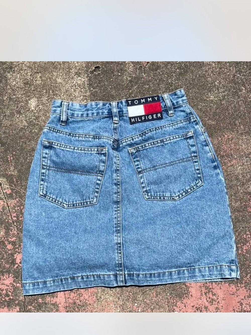 Vintage 90s Tommy Hilfiger Classic Blue Denim Mini Skirt